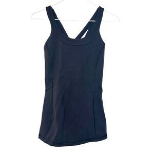 Lululemon Athletica Crisscross Back Scoop Neck Black Tank Top Size 6